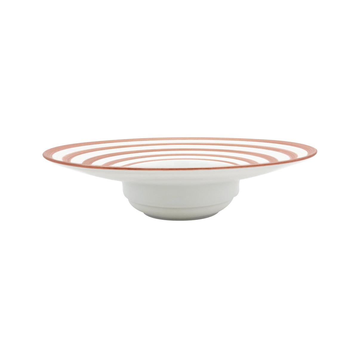 Jl Coquet HEMISPHERE Striped Metallic Pink - Large Rimmed Soup Plate - 10.4 in SKU: HEM1023BS0149