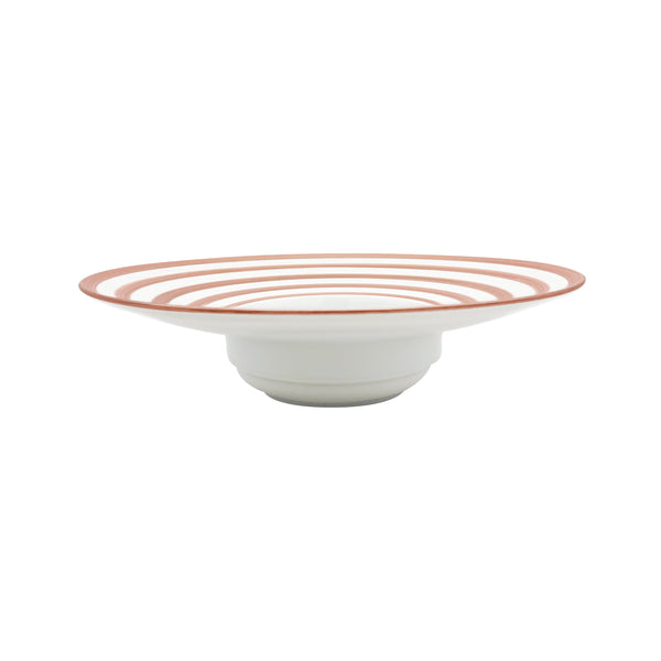 Jl Coquet HEMISPHERE Striped Metallic Pink - Large Rimmed Soup Plate - 10.4 in SKU: HEM1023BS0149