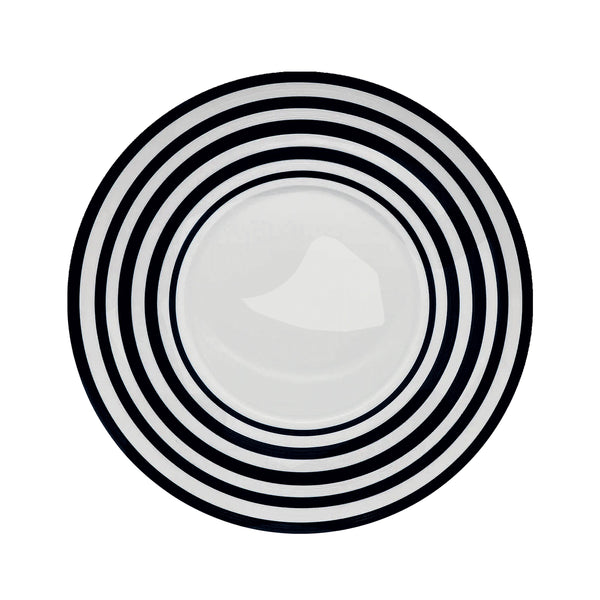 Jl Coquet HEMISPHERE Striped Black Bakelite - Flat Plate - 10.6 in SKU: HEM1034BS0177