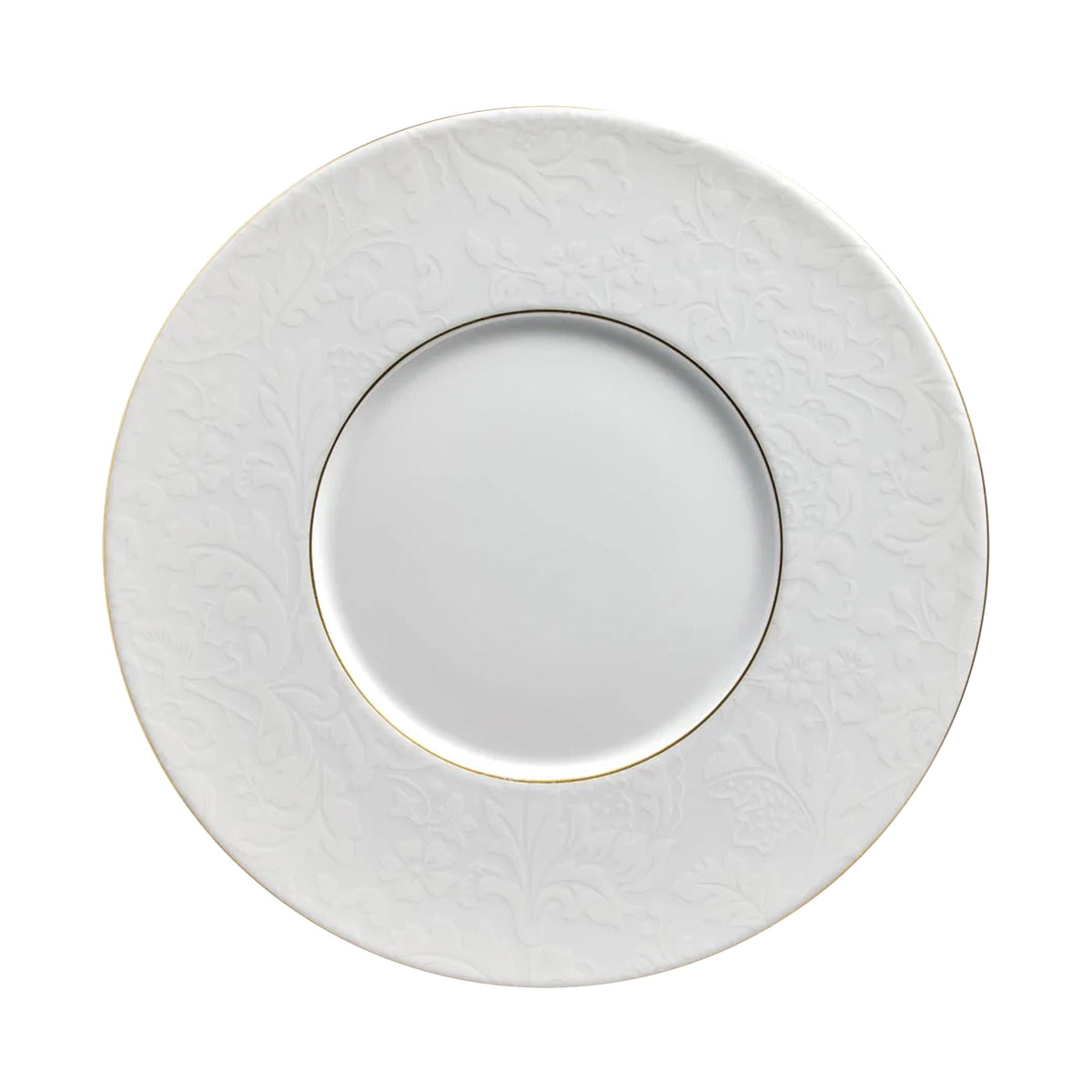 Jl Coquet Indian prints, white on white with gold trim - Plate 29 cm - 15, 2011 - 11.4 in SKU: DMO1004BBA106
