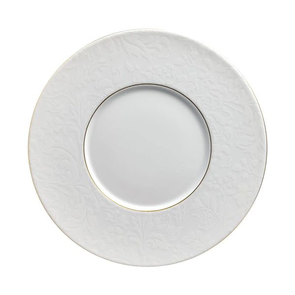 Jl Coquet Indian prints, white on white with gold trim - Plate 29 cm - 15, 2011 - 11.4 in SKU: DMO1004BBA106