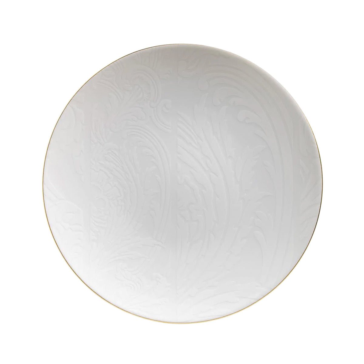 Jl Coquet Indian print, white on white with gold trim - Flat plate - 10.6 in SKU: AGO1034BBA106
