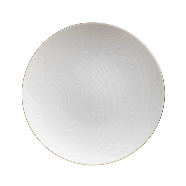 Jl Coquet Indian print, white on white with gold trim - Flat plate - 10.6 in SKU: AGO1034BBA106