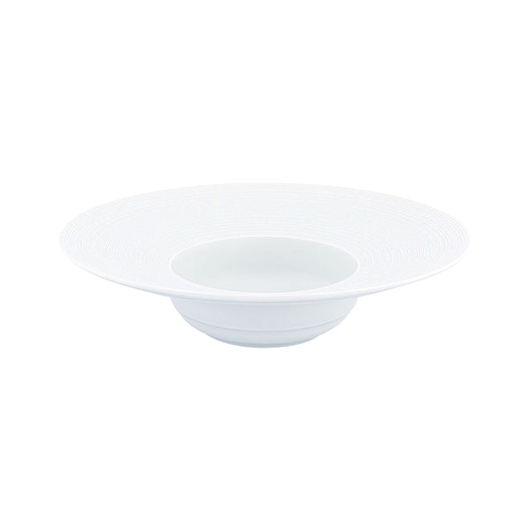 Jl Coquet HEMISPHERE Satin White - Large Rimmed Deep Plate - 10.4 in SKU: HEM1023BS0000