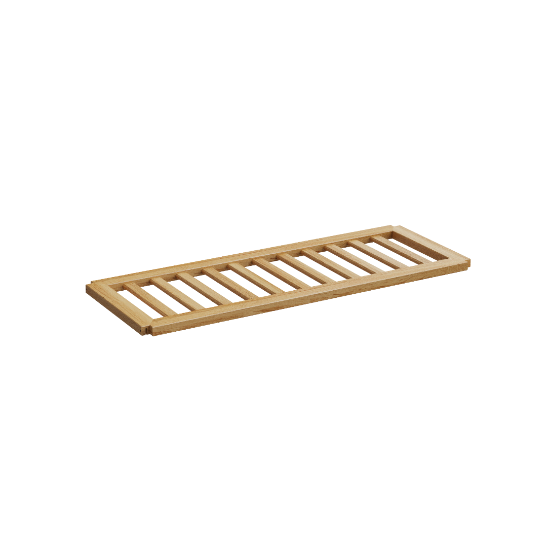 Craster Stak Shelving Unit - Oak Slatted Shelf/Bridge & Brackets 1179 x 444 x 30 mm / 46.42 x 17.48 x 1.18 in SKU: SV_MOD21_SLTSHON