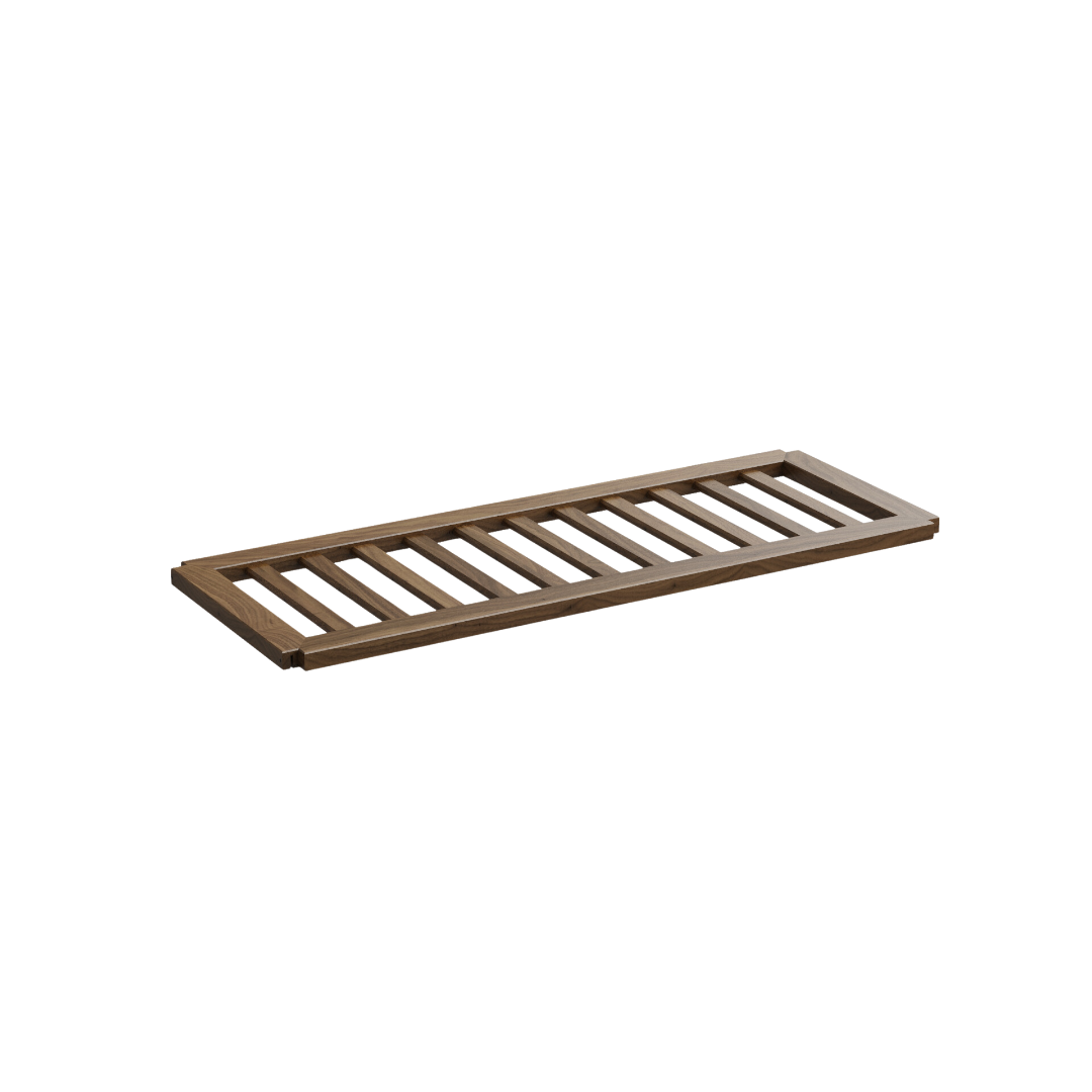 Craster Stak Shelving Unit - Walnut Slatted Shelf/Bridge & Brackets 1179 x 444 x 30 mm / 46.42 x 17.48 x 1.18 in SKU: SV_MOD21_SLTSHWN
