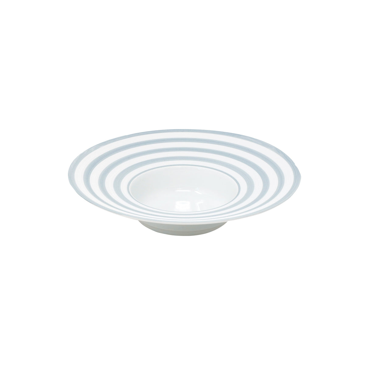 Jl Coquet HEMISPHERE Striped Storm Blue - MM Rimmed Deep Plate - 9.1 in SKU: HEM1024BS0072