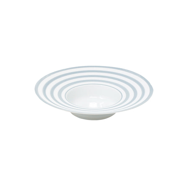 Jl Coquet HEMISPHERE Striped Storm Blue - MM Rimmed Deep Plate - 9.1 in SKU: HEM1024BS0072