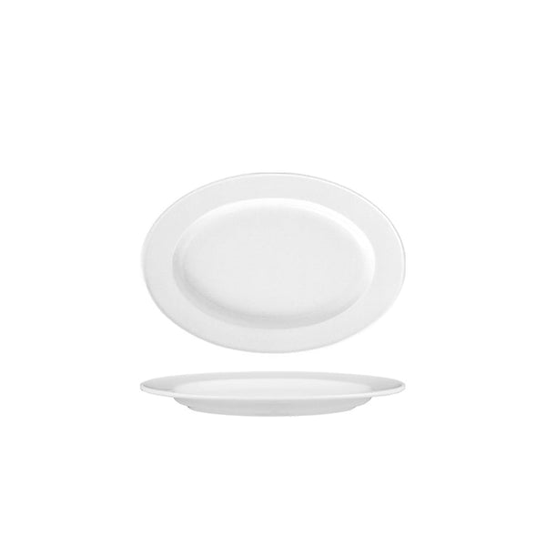 Turgla Delta 9.5Inch  x 6.75Inch  x h:1Inch  Oval White Porcelain Platter SKU: DO24KY00