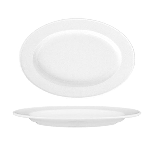 Turgla Delta 11Inch  x 7Inch  x h:1Inch  Oval White Porcelain Platter SKU: DO29KY00