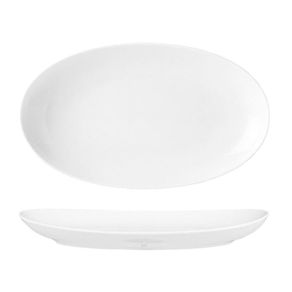 Turgla Elips 13.75Inch  x 8Inch  x h:1.25Inch  Oval White Porcelain Platter SKU: ELS35KY00