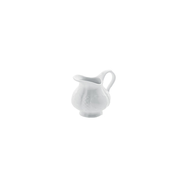 Turgla Flora dia.5.5Inch  h:3.25Inch  6 oz. Round White Porcelain Creamer SKU: FLO02SU00