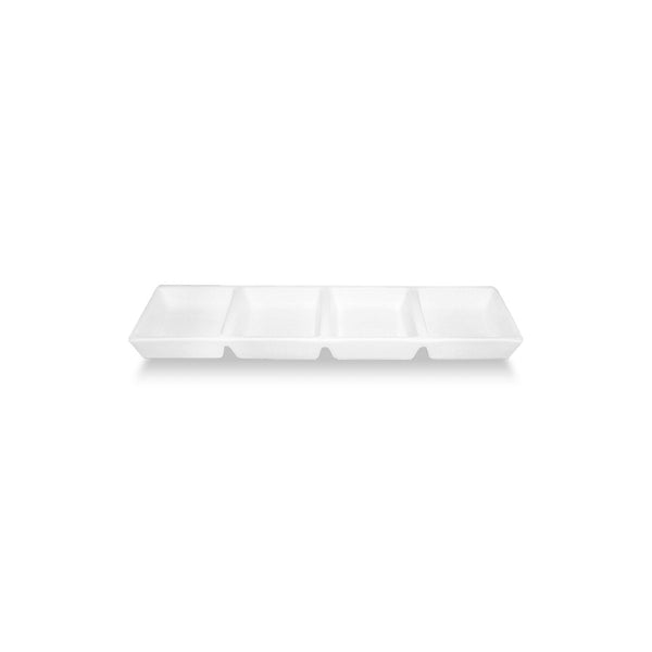 Turgla Delta-Coupe 12.5" x 3.25" Rectangular White Porcelain Sectional Plate SKU: GR04BL00