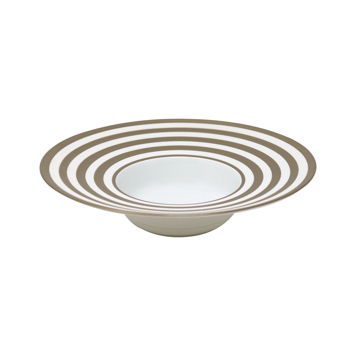 Jl Coquet HEMISPHERE Striped Metallic Grey - Large Rimmed Deep Plate - 10.4 in SKU: HEM1023BS0045