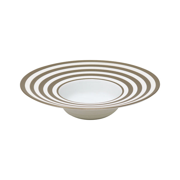 Jl Coquet HEMISPHERE Striped Metallic Grey - Large Rimmed Deep Plate - 10.4 in SKU: HEM1023BS0045