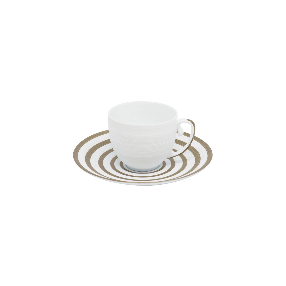 Jl Coquet HEMISPHERE Striped Metallic Grey - Coffee Cup and Saucer - 4.1 fl oz SKU: HEM3015BS0045