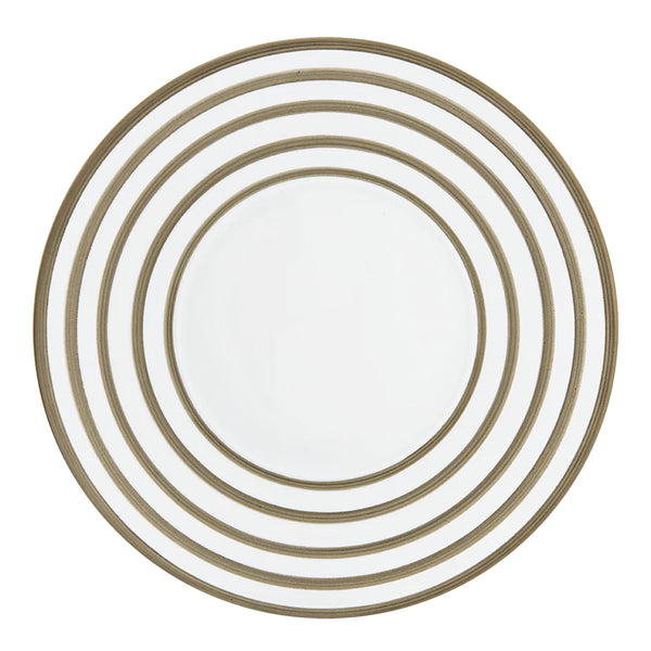 Jl Coquet HEMISPHERE Striped Metallic Grey - Serving Plate - 12.6 in SKU: HEM1039BS0045