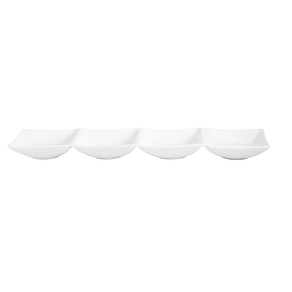 Turgla Hong Kong 13.25Inch  x 3.25Inch  Rectangular White Porcelain Sectional Plate SKU: HKG33X8ST00