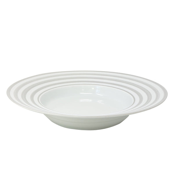 Jl Coquet HEMISPHERE Striped Gray - Large Rimmed Deep Plate - 10.4 in SKU: HEM1023BS0079