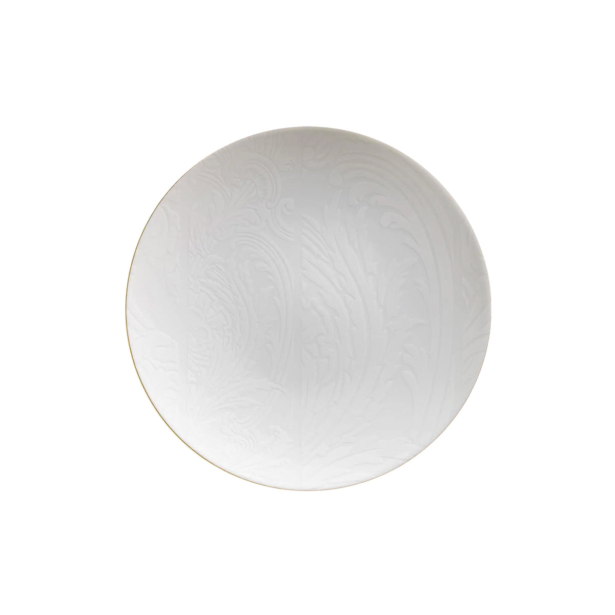 Jl Coquet Indian White on White with Gold Trim - Dessert Plate - 8.3 in SKU: AGO1028BBA106