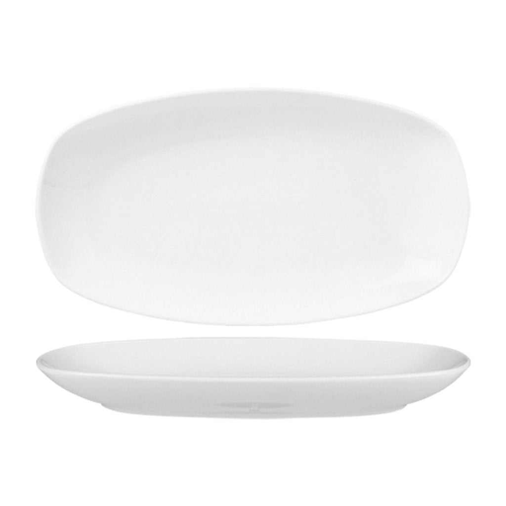 Turgla Delta-Coupe 7.75Inch  x 4Inch  x h:0.75Inch  Oval White Porcelain Platter SKU: KO19KY00