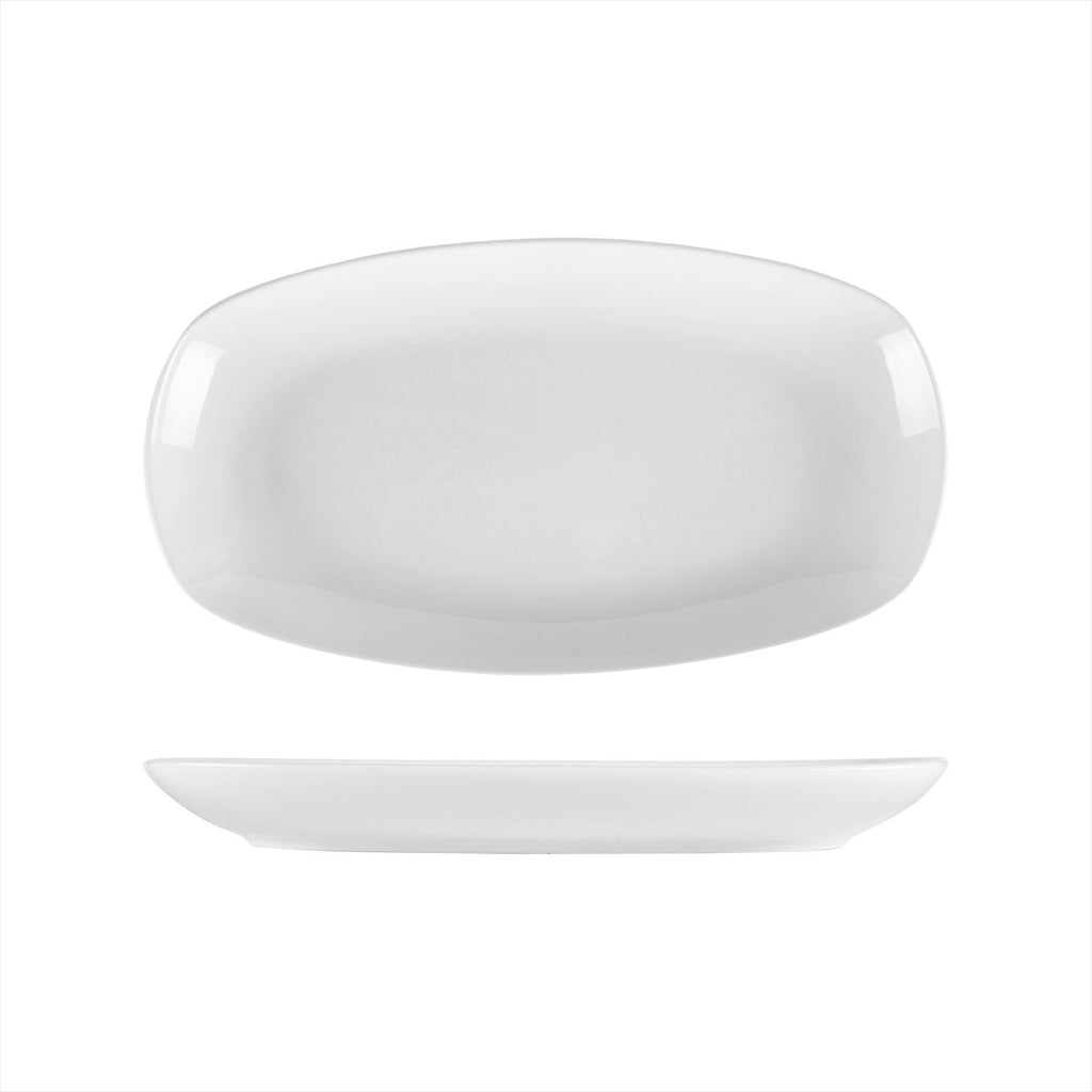 Turgla Delta-Coupe 13.5Inch  x 7.5Inch  x h:1.5Inch  Oval White Porcelain Platter SKU: KO34KY00