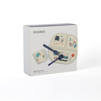 Illustrated Bamboo Kid Dinner Set - Royal Blue