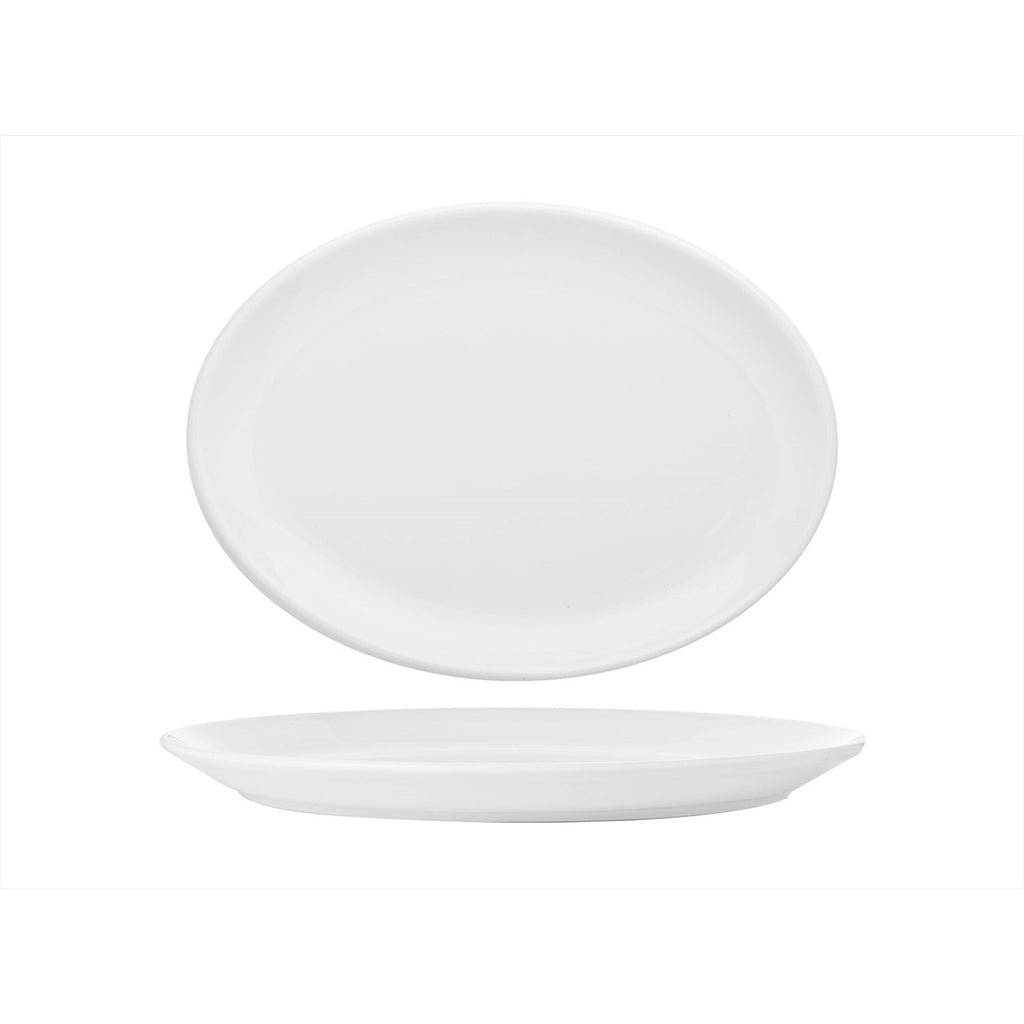Turgla Delta-Coupe 11Inch  x 8Inch  x h:1Inch  Oval White Porcelain Platter SKU: LDY28KY00