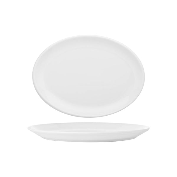 Turgla Delta-Coupe 14.25Inch  x 11.25Inch  x h:1.25Inch  Oval White Porcelain Platter SKU: LDY37KY00