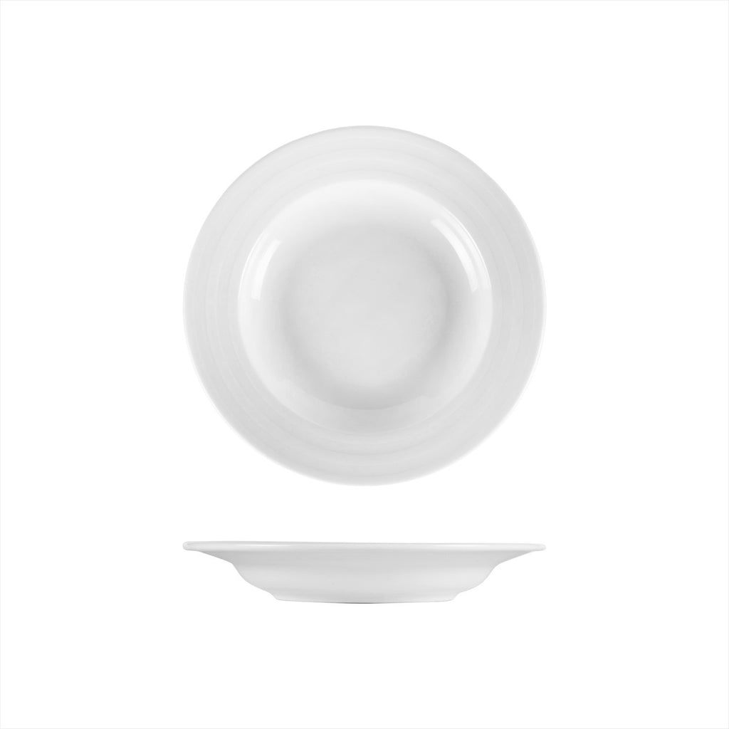 Turgla Lizbon dia.9Inch  h:1.5Inch  13 oz. Round White Porcelain Deep Plate SKU: LIZ23CK00