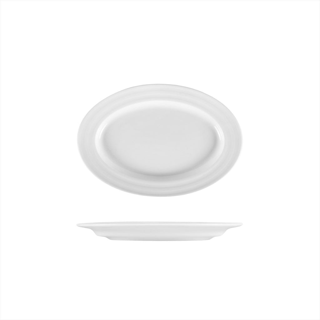 Turgla Lizbon 9.5Inch  x 6.75Inch  x h:1Inch  Oval White Porcelain Platter SKU: LIZ24KY00