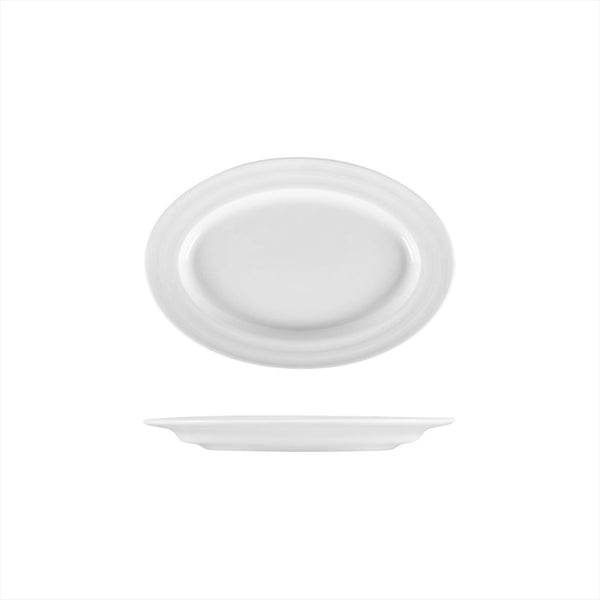 Turgla Lizbon 9.5Inch  x 6.75Inch  x h:1Inch  Oval White Porcelain Platter SKU: LIZ24KY00