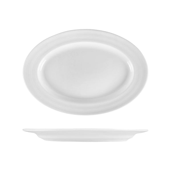 Turgla Lizbon 13.25Inch  x 9.25Inch  x h:1.25Inch  Oval White Porcelain Platter SKU: LIZ34KY00