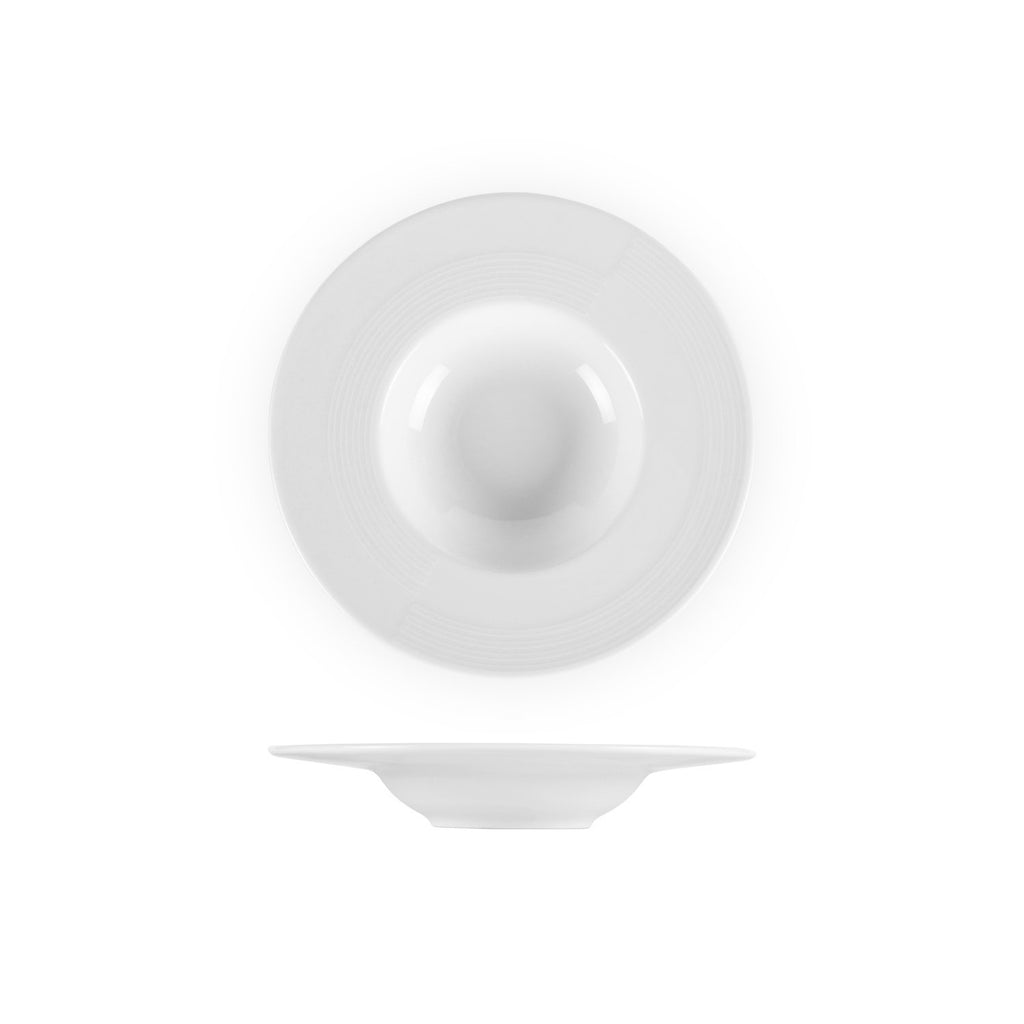 Turgla Madrid dia.8.75Inch  h:1.25Inch  6 oz. Round White Porcelain Bowl SKU: MDR22GCK00