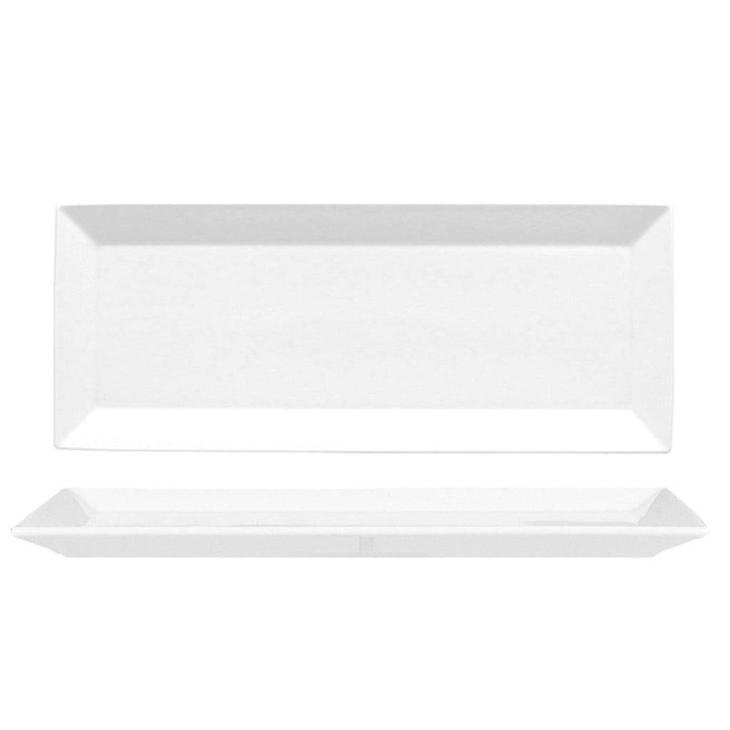 Turgla Merid 13.5Inch  x 5.5Inch  x h:0.75Inch  Square White Porcelain Platter SKU: MER34KY00