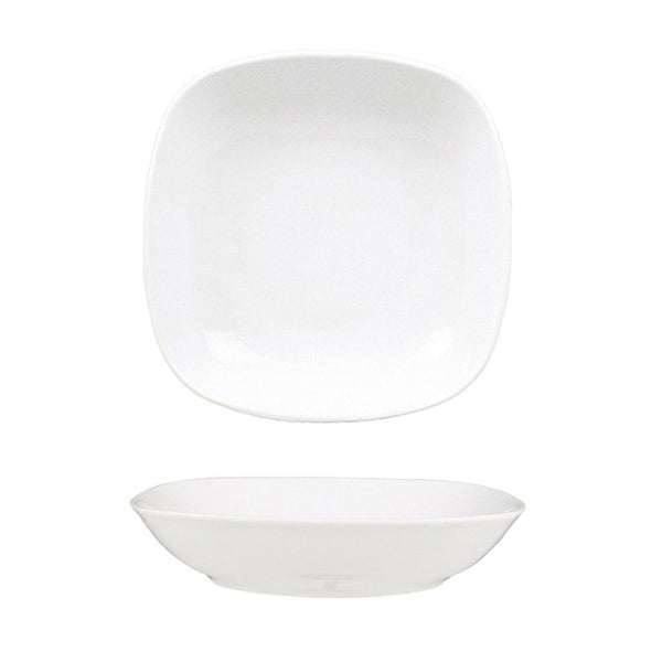 Turgla Mimoza 8.5Inch  x 8.5Inch  x h:1.25Inch  21 oz. Square White Porcelain Deep Plate SKU: MMZ22CK00