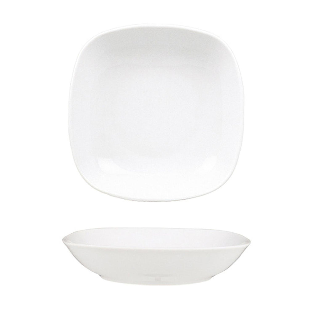 Turgla Mimoza 8.5Inch  x 8.5Inch  x h:1.25Inch  21 oz. Square White Porcelain Deep Plate SKU: MMZ22CK00