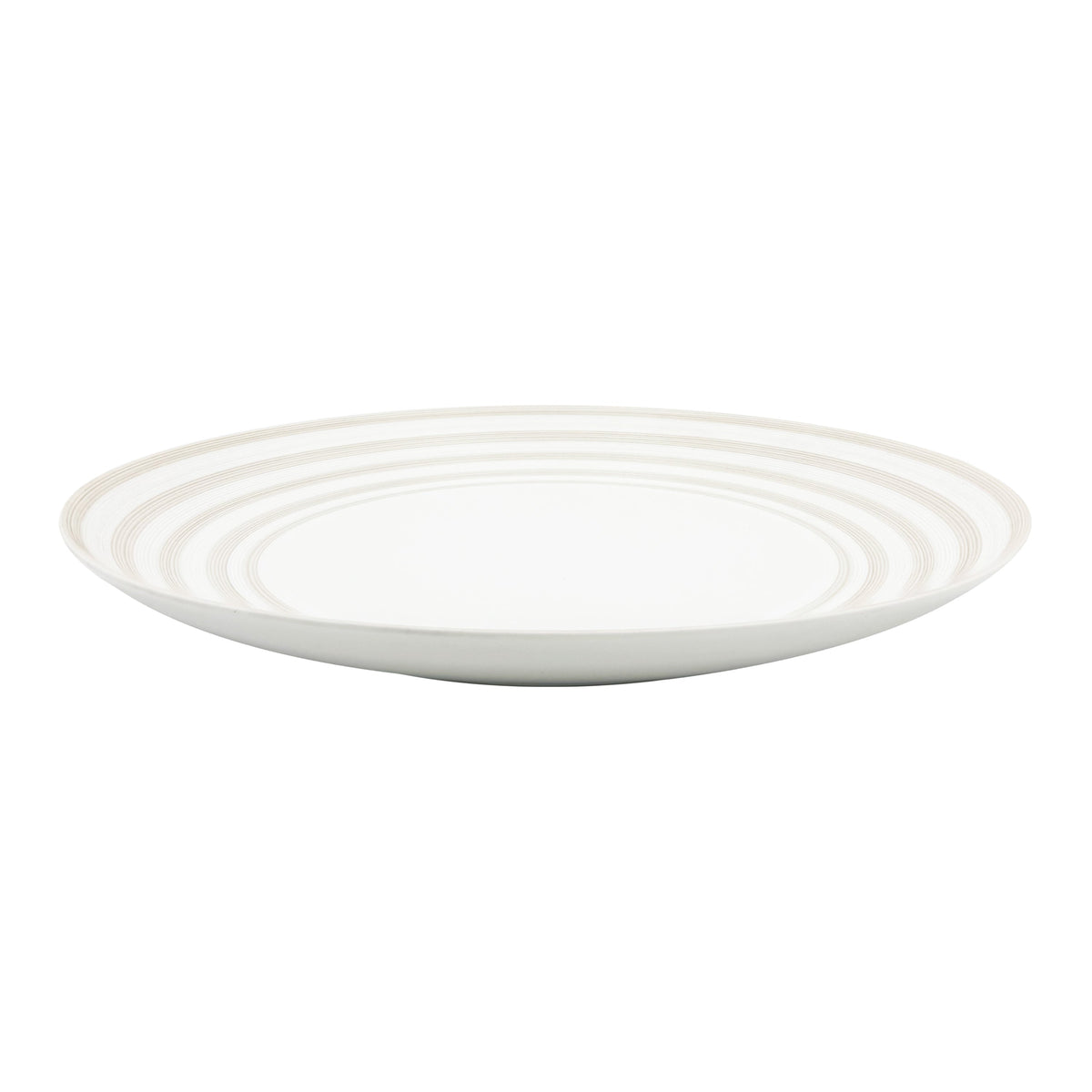 Jl Coquet HEMISPHERE Striped Vanilla - Medium Flat Dish - 12.6 in SKU: HEM5044BS0082