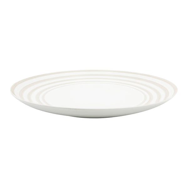 Jl Coquet HEMISPHERE Striped Vanilla - Medium Flat Dish - 12.6 in SKU: HEM5044BS0082