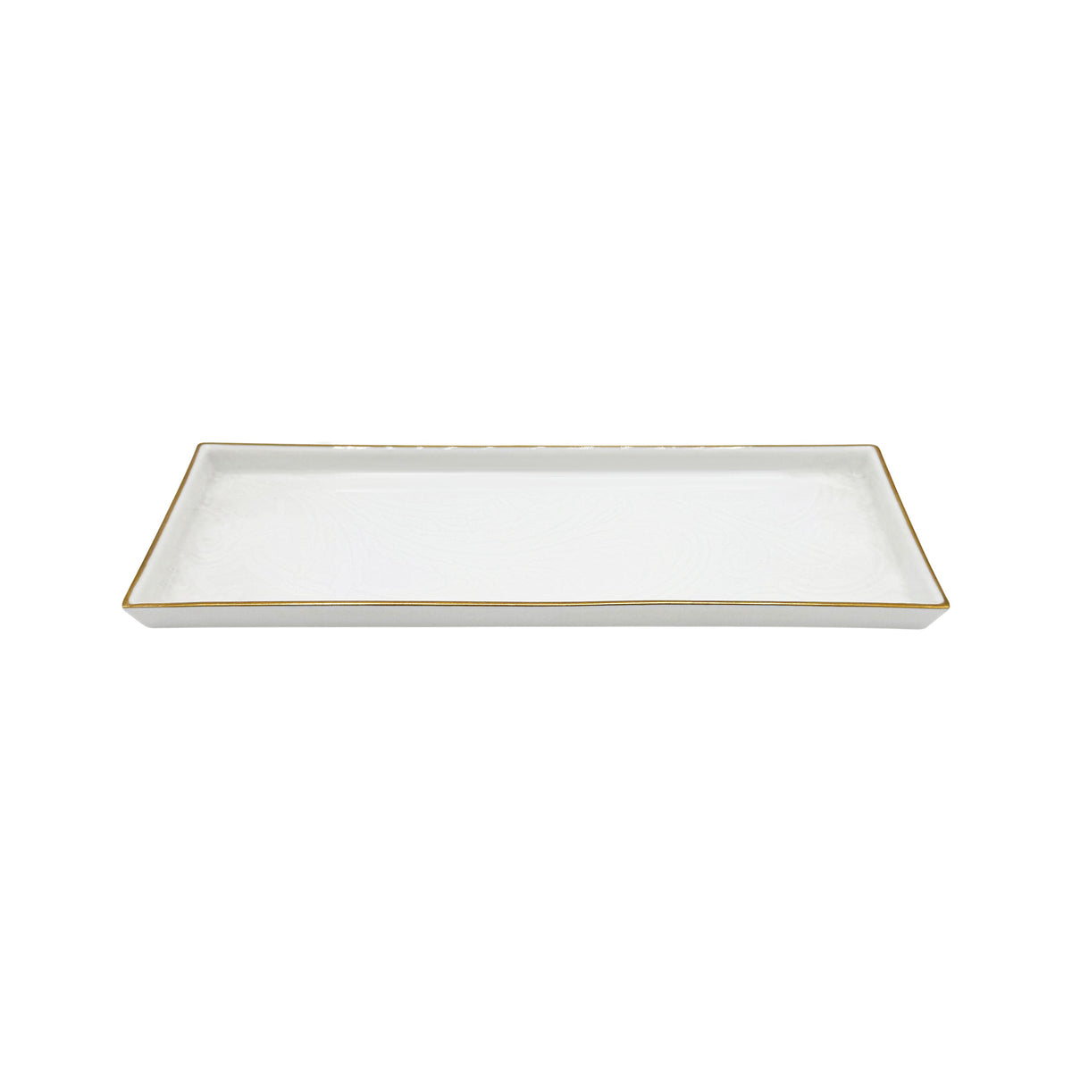 Jl Coquet Indian White on White with Gold Trim - Condiment Tray - 9.8 x 3.7 in SKU: CYL6094BBP054