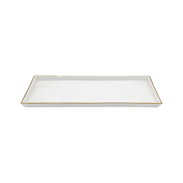 Jl Coquet Indian White on White with Gold Trim - Condiment Tray - 9.8 x 3.7 in SKU: CYL6094BBP054