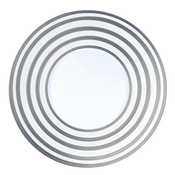 Jl Coquet HEMISPHERE Striped Platinum - Serving Plate - 12.6 in SKU: HEM1039BSP028
