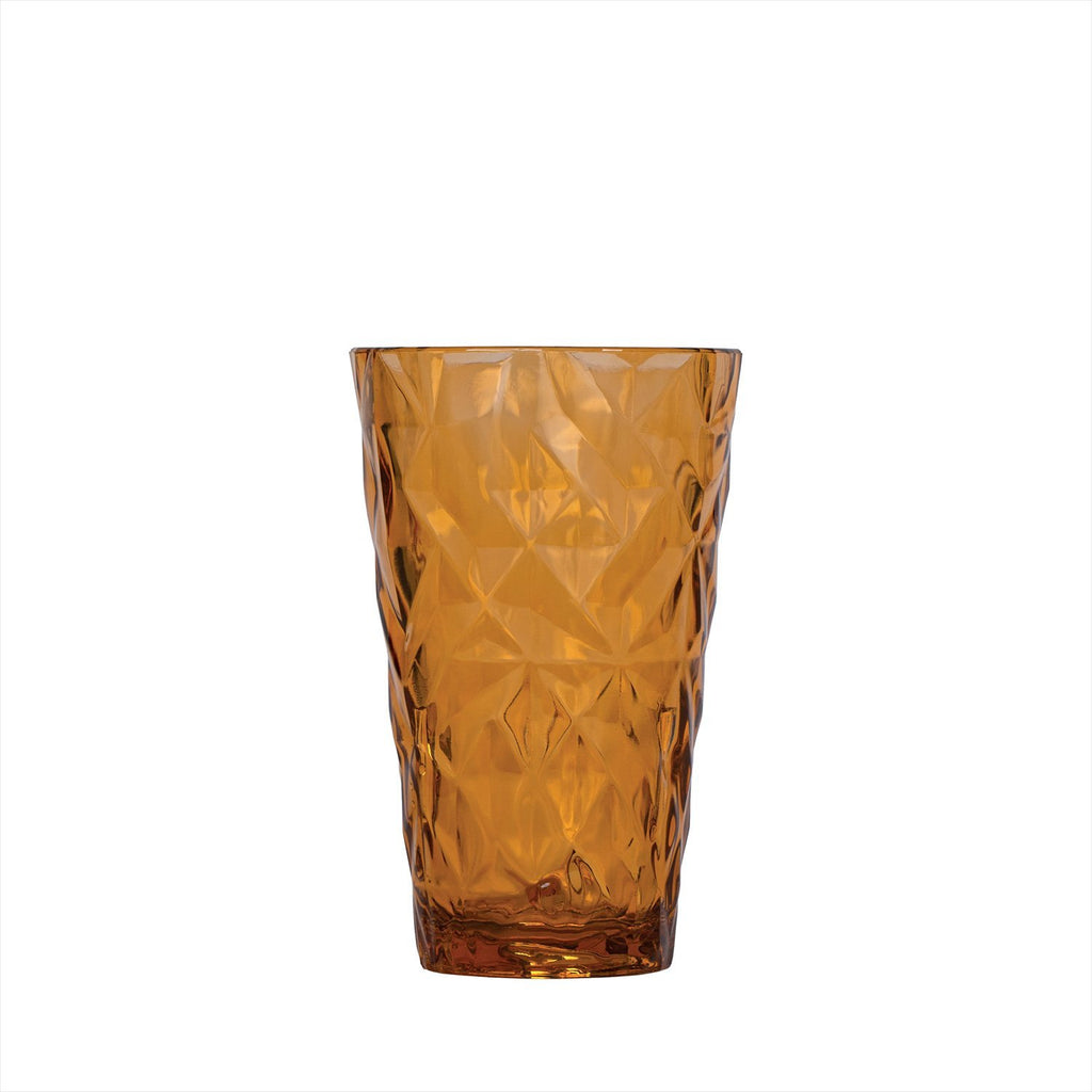 Turgla Prism dia.3.5Inch  h:5.5Inch  14 oz. Round Amber Polycarbonate High-Ball SKU: R-PRSTMB300AMB