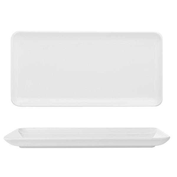 Turgla Santa Monica 12.25" x 6.25" x h:1" Rectangular White Porcelain Platter SKU: SNO31KY00