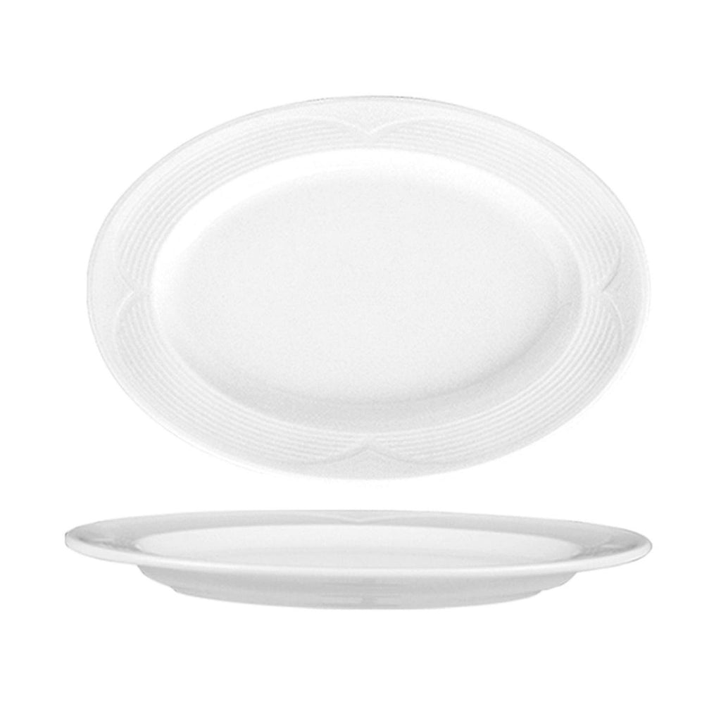Turgla Saturn 11.25Inch  x 8Inch  x h:1Inch  Oval White Porcelain Platter SKU: STR29KY00