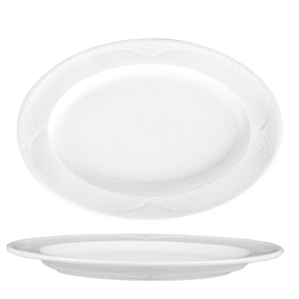 Turgla Saturn 13Inch  x 9.25Inch  x h:1.25Inch  Oval White Porcelain Platter SKU: STR34KY00