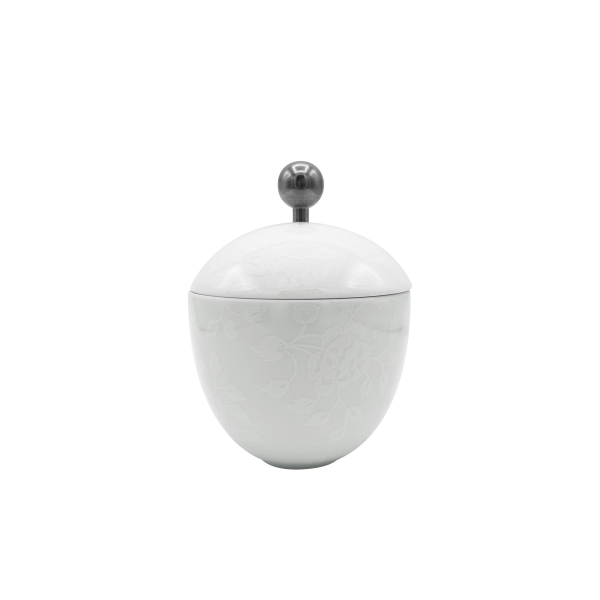 Jl Coquet THISTLES White on White - Stainless steel sugar bowl - 8.5 fl oz SKU: HOR4036BB0016