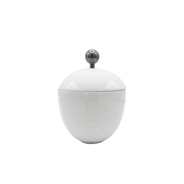 Jl Coquet THISTLES White on White - Stainless steel sugar bowl - 8.5 fl oz SKU: HOR4036BB0016