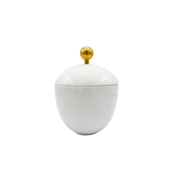 Jl Coquet THISTLES White on White - Gold Sugar Bowl - 8.5 fl oz SKU: HOR4037BB0016