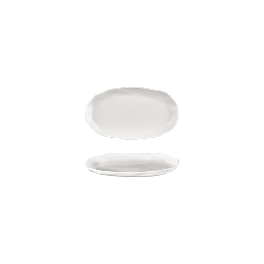 Turgla Amorf 7.5Inch  x 4.25Inch  Organic Warm White Vitrified Plate SKU: T-AFR19OV-12